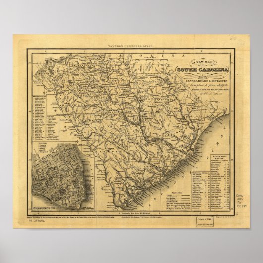 Poster 1833 Carte des routes ferroviaires et maritimes de (Devant)
