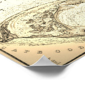 Poster 1833 Carte topographique du Cap Cod Provincetown (Coin)