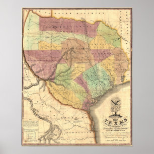 Poster 1837 Map of the Republic of Texas