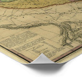 Poster 1837 Texas Map avec des parties des États adjacent (Coin)