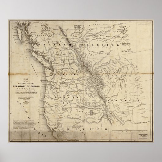 Poster 1838 Carte Territoire de l'Oregon Commerce de four (Devant)