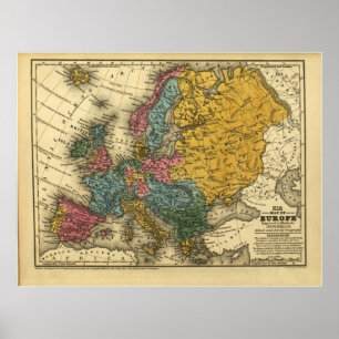 Poster 1839 Map of Europe