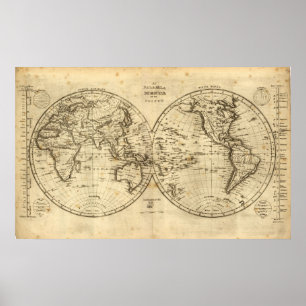 Poster 1840 Map of the World