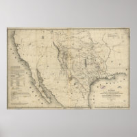 1844 Carte de la République du Texas et des pays a
