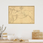 Poster 1844 Carte de la Russie et de l'Alaska en russe (Cuisine)