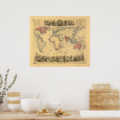 Poster 1850's Map of British Empire Throughout the World (Cuisine)