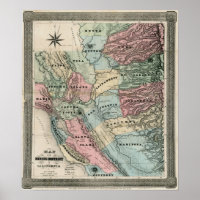 1851 Carte du district minier de Californie