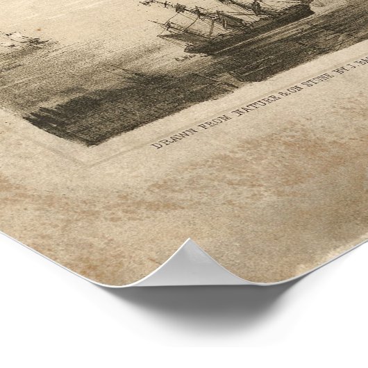 Poster 1851 New York & Brooklyn Birds Eye Panoramic Map (Coin)