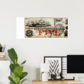 Poster 1853 Note de banque Cochituate de cinq dollars (Bureau à domicile)