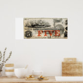 Poster 1853 Note de banque Cochituate de cinq dollars (Cuisine)