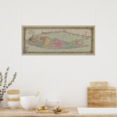 Poster 1857 Carte de Long Island, New York (Cuisine)