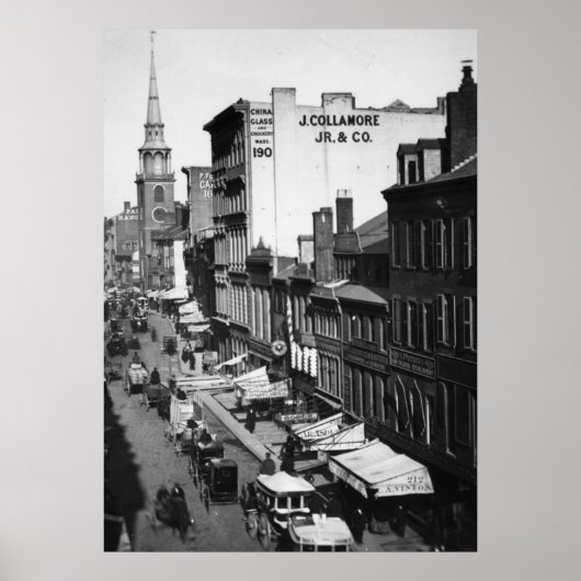 Poster 1859 : Circulation et magasins sur Washington Stre (Devant)