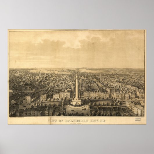 Poster 1862 Baltimore, MD Bird's Eye View Panoramic Map (Devant)