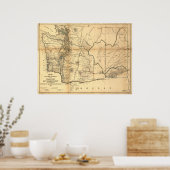 Poster 1865 Carte du territoire de Washington (État) (Cuisine)