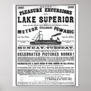 Poster 1865 Excursions de grand plaisir au lac Supérieur