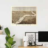 Poster 1867 Appleton, WI Birds Eye View Panoramic Map (Bureau à domicile)