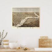 Poster 1867 Appleton, WI Birds Eye View Panoramic Map (Cuisine)