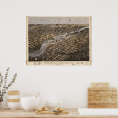 Poster 1867 Minneapolis & St. Paul, MN Carte panoramique (Cuisine)