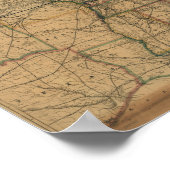 Poster 1871 Carte des chemins de fer et des distances des (Coin)