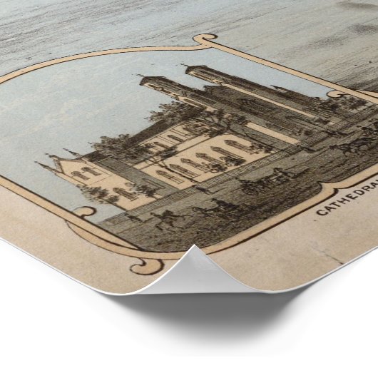 Poster 1871 Galveston, TX Oiseaux Vue panoramique Carte (Coin)