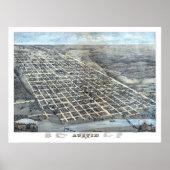Poster 1873 Austin, TX Oiseau Vue panoramique (Devant)