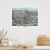 Poster 1873 Austin, TX Oiseau Vue panoramique (Cuisine)