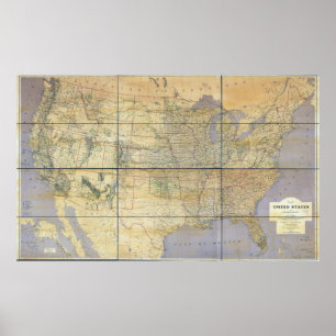 Poster 1873 Map of the United States of America
