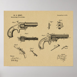 Poster 1873 Revolver Gun Dessin d'Art Brevet Imprimer