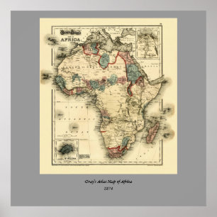 Poster 1874 Map of Africa Antique African Print