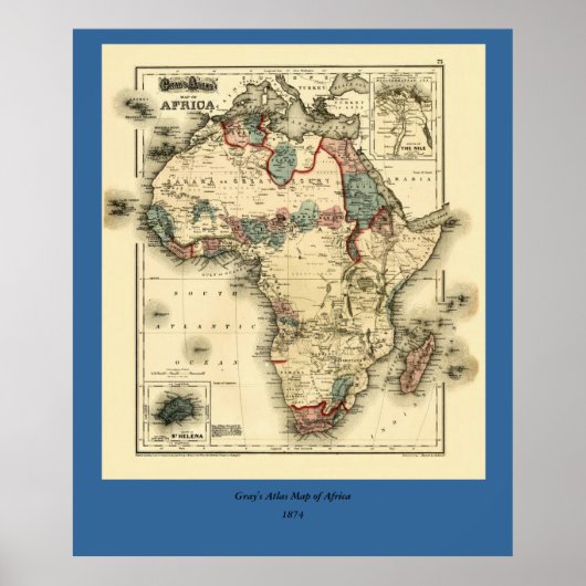 Poster 1874 Map of Africa Antique African Print (Devant)