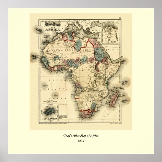 Poster 1874 Map of Africa Antique African Print (Devant)