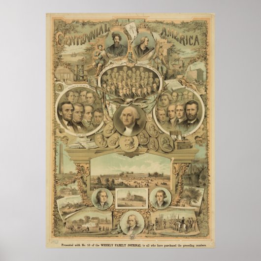 Poster 1876 Centenaire Amérique Indépendance des États-Un (Devant)