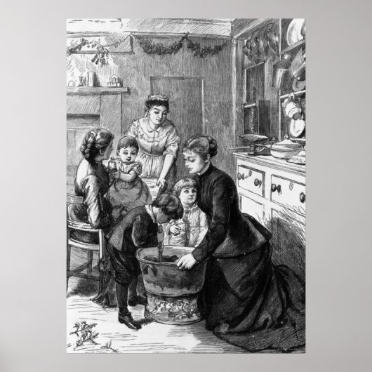 Poster 1876 : Les enfants aident à remuer le pudding de N (Devant)