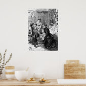 Poster 1876 : Les enfants aident à remuer le pudding de N (Cuisine)