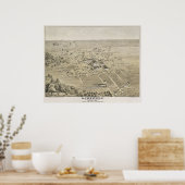 Poster 1876 McKinney, TX Oiseau Vue panoramique (Cuisine)