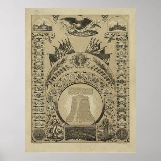 Poster 1876 Reproduction La Déclaration d'indépendance (Devant)