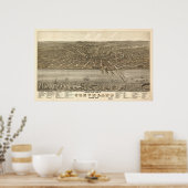 Poster 1877 Cleveland, OH Oiseaux Vue panoramique (Cuisine)