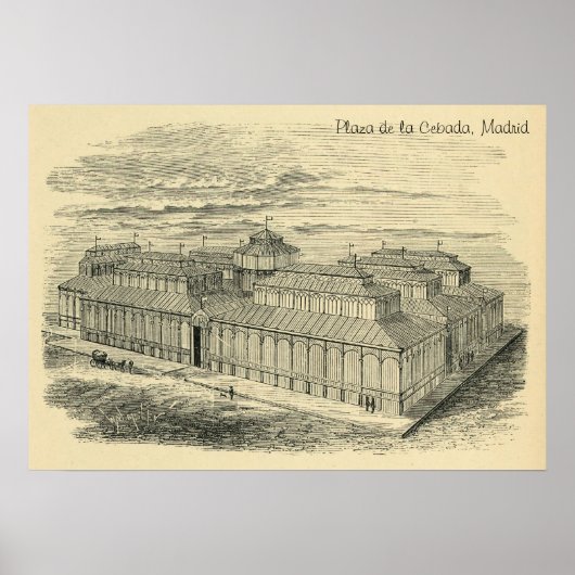Poster 1877 Dessin de la Cebada Madrid (Devant)