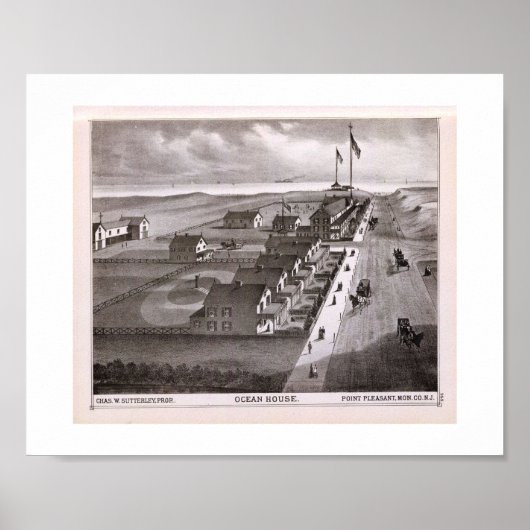 Poster 1878 REPRO Print Ocean House, Point Pleasant, NJ (Devant)