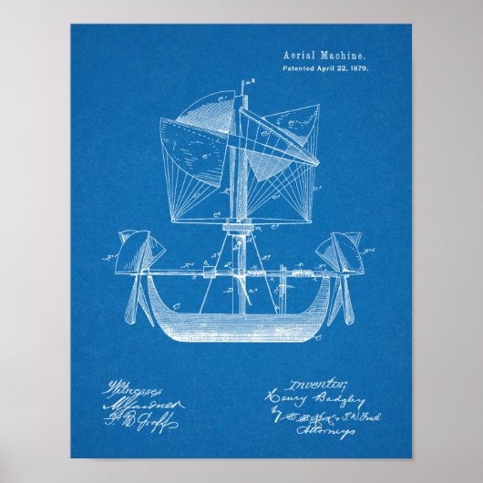 Poster 1879 Brevet d'avion de bateau de l'aviation Imprim (Devant)