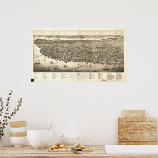 Poster 1879 Halifax (Nouvelle-Écosse) Carte panoramique d (Cuisine)