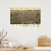 Poster 1880 Ann Arbor, MI Birds Eye View Panoramic Map (Cuisine)