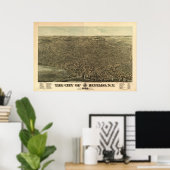 Poster 1880 Buffalo, NY Oiseaux Vue panoramique (Bureau à domicile)