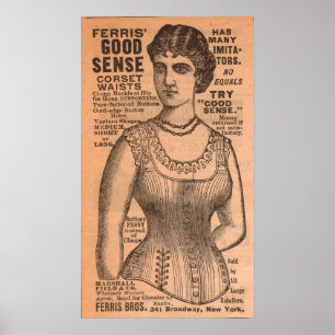 Poster 1880s Ferris Common Sense Corsets et