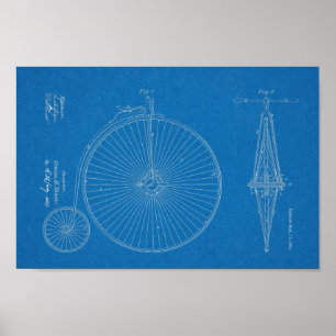 Poster 1881 Conception de vélos à grande roue Brevet d'ar