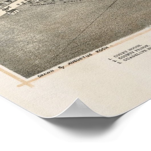 Poster 1881 Nouveau Braunfels TX Oiseaux Vue panoramique (Coin)