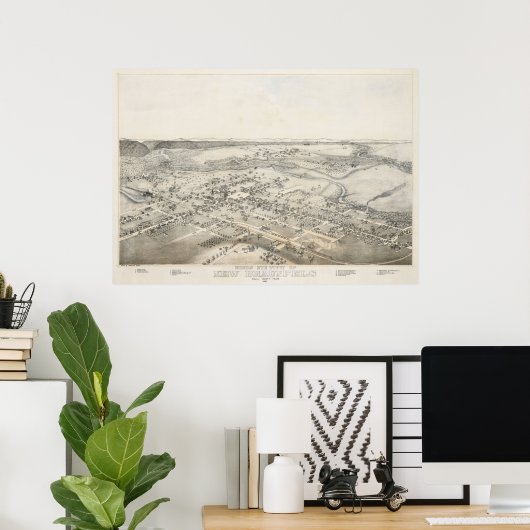 Poster 1881 Nouveau Braunfels TX Oiseaux Vue panoramique (Bureau à domicile)