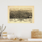 Poster 1882 Greeley, CO Oiseaux Vue panoramique Carte (Cuisine)