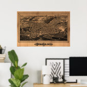 Poster 1882 Ithaca, NY Oiseaux Vue panoramique Carte (Bureau à domicile)