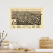 Poster 1883 Jamestown, ND Oiseaux Vue panoramique Carte (Cuisine)